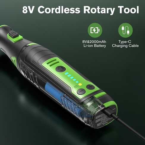 أداة جينور الدوارة اللاسلكية مع ظرف بدون مفتاح، مجموعة أدوات دوارة بقوة 8 فولت مع 153 قطعة من الملحقات، بطارية قابلة لإعادة الشحن 2 أمبير، 5 سرعات 30000 دورة في الدقيقة كحد أقصى للصنفرة والحفر والقطع والتلميع والحرف اليدوية in Kuwait