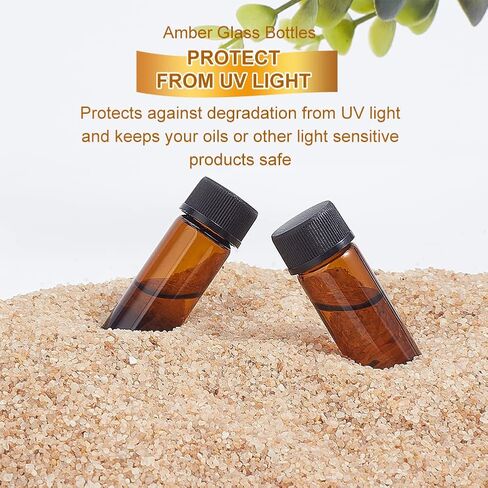 BENECREAT 100 Pcs 4ml Glass Bottle with Screw Cap, Brown Glass Sample Bottle with 2Pcs Plastic Funnel and 4Pcs Pipette for Essential Oils, Perfume Travel Storage Bottles in Saudi Arabia