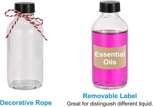 PATIKIL 1oz(30ml) Glass Sample Bottles, 6Pcs Round Bottle Dispensing Bottles with Black Poly Cone Cap, 6Pcs Labels, Rope for Reagent Liquids, Hot Sauce Ginger Shots, Clear in Saudi Arabia