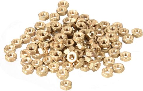 uxcell Hex Nuts, M3x0.5mm Metric Coarse Thread Hexagon Nut, Brass, Pack of 100 in Saudi Arabia