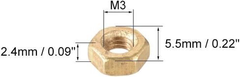 uxcell Hex Nuts, M3x0.5mm Metric Coarse Thread Hexagon Nut, Brass, Pack of 100 in Saudi Arabia