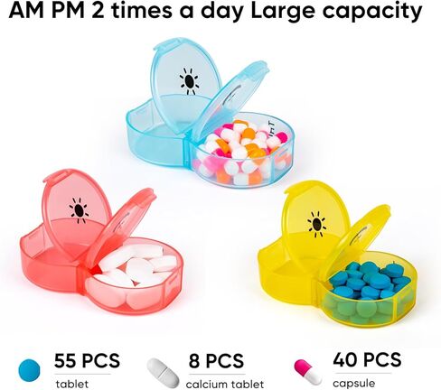 منظم حبوب منع الحمل من آم بي إم 7 أيام، مرتين في اليوم، صندوق حبوب أسبوعي كبير، صناديق حبوب ومنظم مرتين في اليوم in Kuwait