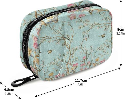 Naanle Pill Case Flower Birds Pill Box 7 Day Pill Case حقيبة السفر حبوب منع الحمل حقيبة منظم مع سحاب حالة أسبوعية محمولة حجم صغير لحامل مكملات الفيتامينات in Saudi Arabia
