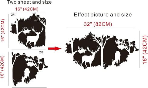 Forest Animals Wild Deers Wall Deal Art Vinyl Wall Sticker for Boys Kids Room Hunting Jungle Wall Decal for Bedroom Living Room Art House Decor Mural TM-46 (BLACK) in Saudi Arabia