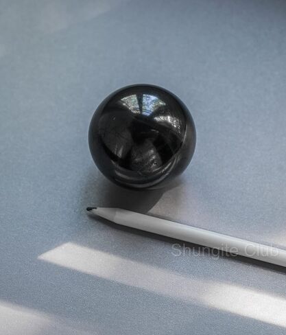 Shungite Club Shungite Sphere Polished Crystal Ball Healing Stone from Karelia (30 mm) Meditation, Home Decor in Kuwait