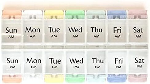 منظم مخطط كابسولين لمدة 7 أيام للحبوب والمكملات الغذائية - منظم صباحًا/مساءً بألوان الباستيل in Kuwait
