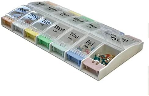 منظم مخطط كابسولين لمدة 7 أيام للحبوب والمكملات الغذائية - منظم صباحًا/مساءً بألوان الباستيل in Kuwait