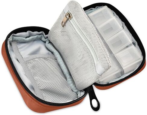 Naanle Valentines Dachshund Dog Pill Box 7 Day Pill Case Bag Travel Pill Organizer Bag with Zipper Portable Weekly Case Compact Size Pill Bag for Vitamin Supplement Holder in Kuwait