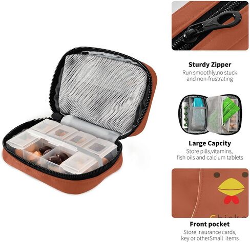 Naanle Valentines Dachshund Dog Pill Box 7 Day Pill Case Bag Travel Pill Organizer Bag with Zipper Portable Weekly Case Compact Size Pill Bag for Vitamin Supplement Holder in Kuwait