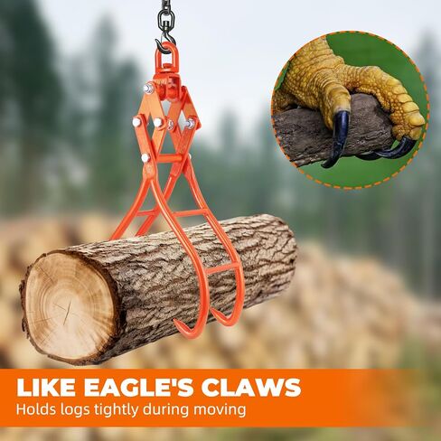 20" Log Tongs Loads Up to 110 lbs 2 Claw Skidding Tongs Non-Slip Grip Loading Capacity, Log Lifting, Handling, Dragging & Carrying Tool, Orange in Kuwait