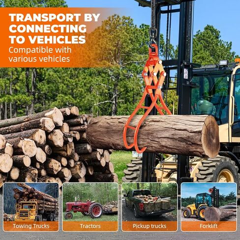 20" Log Tongs Loads Up to 110 lbs 2 Claw Skidding Tongs Non-Slip Grip Loading Capacity, Log Lifting, Handling, Dragging & Carrying Tool, Orange in Kuwait