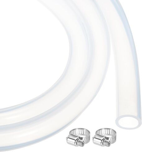 MECCANIXITY 5ft Clear Silicone Rubber Tubing 1/2" ID Plastic Tube Flexible Air Hose for Brewing, Wine Making, Pump Siphon, 13mm x 17mm, with 2pcs Clamps in Saudi Arabia