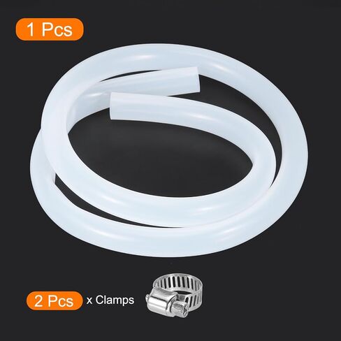 MECCANIXITY 5ft Clear Silicone Rubber Tubing 1/2" ID Plastic Tube Flexible Air Hose for Brewing, Wine Making, Pump Siphon, 13mm x 17mm, with 2pcs Clamps in Saudi Arabia