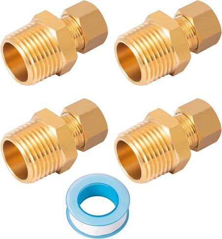تركيب أنابيب أنبوب ضغط نحاسي من SUNGATOR، محول اقتران مستقيم، 3/8 بوصة OD × 1/2 بوصة ذكر NPT مع شريط إغلاق إضافي (4 قطع) in Saudi Arabia