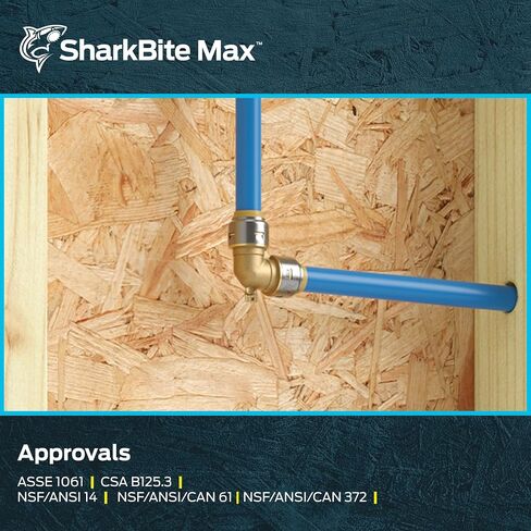 مرفق SharkBite Max 3/4 بوصة 90 درجة مع فتحة تصريف، ادفع لتوصيل تركيبات السباكة النحاسية، أنابيب PEX، النحاس، CPVC، PE-RT، HDPE، UR5256A in Saudi Arabia