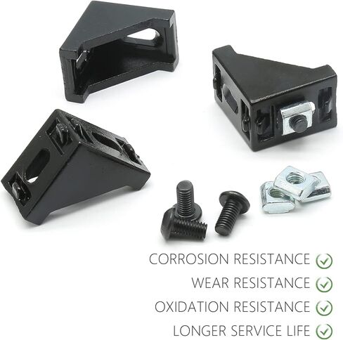 مجموعة موصلات الألومنيوم 2028، 20 قطعة مجمعة دعامة زاوية داخلية سوداء مع صواميل ومسامير بفتحة T، بثق ألومنيوم على شكل حرف L لسلسلة 2020 من الألومنيوم مع فتحة 6 مم in Kuwait