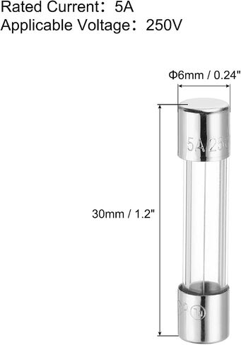 MECCANIXITY 5A 250V Glass Fuse 6x30mm Time Delay Fuse UL Listed Slow Blow Fuse for Home Appliances(Pack of 10) in Kuwait