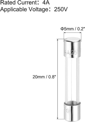 MECCANIXITY 3.15A 250V Glass Fuse 5x20mm Time Delay Fuse UL المدرجة فيوز ضربة بطيئة للأجهزة المنزلية (حزمة من 20) in Kuwait