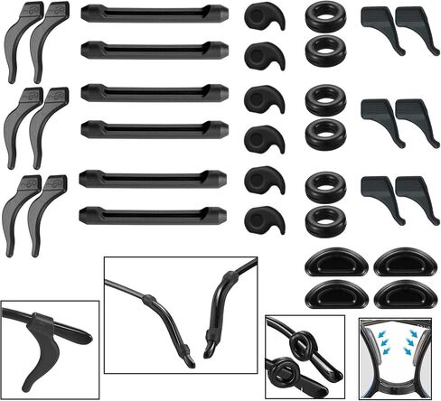 34PCS Eyeglasses Retainers Silicone Glasses Temple Holders Anti-slip Protectors Comfort Eyewear Spectacle Stay Put Glasses Stoppers Ear Grip Hooks… (Eyeglasses Retainers-34PCS-Black) in Saudi Arabia