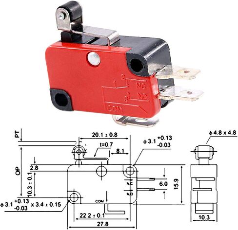 10 قطع من Swpeet V-155-1C25 مفتاح حد صغير، بكرة مفصلية طويلة، زر ضغط الكرز SPDT Snap Action مثالي لاردوينو والأجهزة والمعدات الإلكترونية in Saudi Arabia