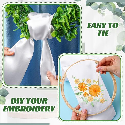 Artificial Green Leaves Wreath and Blank White Wreath Sash Set Include 15.7 Inch Artificial Greenery Wreaths for Front Door and Blank Wreath Sash for Front Door Wall Window Farmhouse Decor in Saudi Arabia