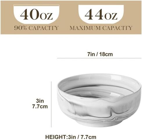 MALACASA Serving Bowls, 114 OZ(10") Extra Large Salad Bowls Set of 2, Porcelain White Serving Bowls for Salad, Soup, Pasta and Dinner, Large Ceramic Bowl Set for Entertaining, Series REGULAR in Saudi Arabia