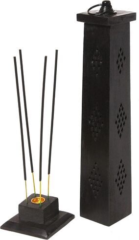 Wooden Black Incense Tower Cone Burner Stand Holder Ash Catcher Home Decor Utilities & Accessories | Wood Incense Stick Burner in Saudi Arabia