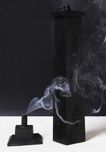 Wooden Black Incense Tower Cone Burner Stand Holder Ash Catcher Home Decor Utilities & Accessories | Wood Incense Stick Burner in Saudi Arabia