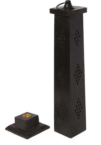 Wooden Black Incense Tower Cone Burner Stand Holder Ash Catcher Home Decor Utilities & Accessories | Wood Incense Stick Burner in Saudi Arabia