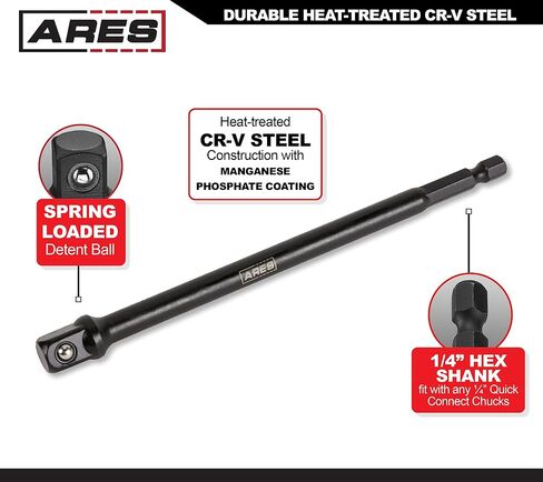 ARES 70387-10-Piece 3/8-Inch Drive 3-Inch Impact Grade Socket Adapter Set - Turns Impact Drill Drivers into High Speed Socket Drivers in Saudi Arabia