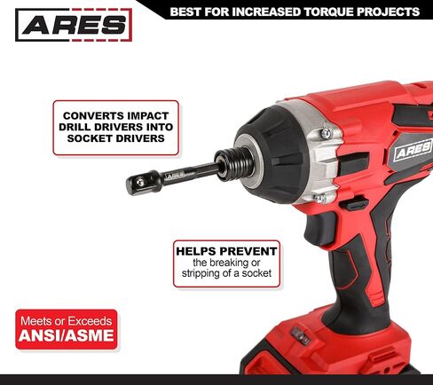 ARES 70387-10-Piece 3/8-Inch Drive 3-Inch Impact Grade Socket Adapter Set - Turns Impact Drill Drivers into High Speed Socket Drivers in Saudi Arabia