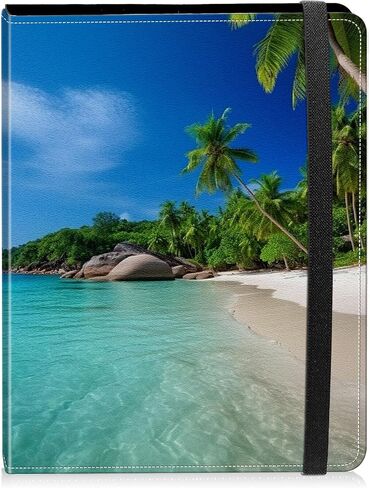 Photo Album 5x7 Photos - 60 Photos Capacity PU Leather Cover Photo Album with Strong Elastic Band, Portable Picture Album for Family Wedding Wedding Anniversary, Palm Trees Beach in Saudi Arabia