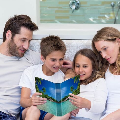 Photo Album 5x7 Photos - 60 Photos Capacity PU Leather Cover Photo Album with Strong Elastic Band, Portable Picture Album for Family Wedding Wedding Anniversary, Palm Trees Beach in Saudi Arabia