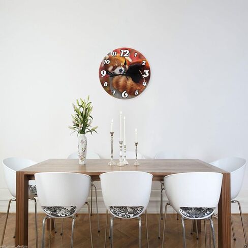 Funny Cute Red Panda Round Wall Clock 10 Inch Silent Non-Ticking Wall Clocks Battery Operated Desk Clock for Home Bedroom Living Room Office Decor in Saudi Arabia