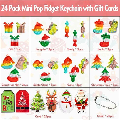 AMUHUA Halloween Party Favors for Kids - 24pcs Halloween Mini Push Pop Keychain Fidget Toys Ghost Pumpkin Witch Hat with Tags for Kids Halloween Gifts Goodies Bag Fillers in Kuwait