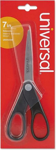 Universal UNV92008 7 in. Long 3 in. Cut Length Stainless Steel Pointed Tip Office Scissors - Black Straight Handle in Saudi Arabia