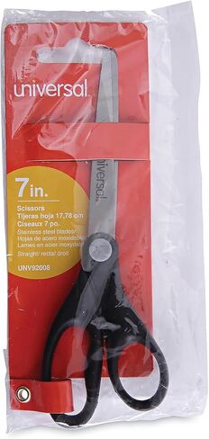 Universal UNV92008 7 in. Long 3 in. Cut Length Stainless Steel Pointed Tip Office Scissors - Black Straight Handle in Saudi Arabia