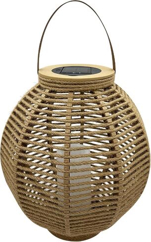 Solar Luminous Rattan Hexagonal Lantern for Outdoor Patio Decor（Round） in Saudi Arabia