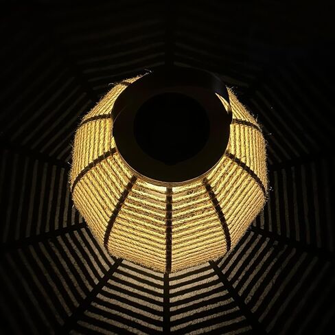 Solar Luminous Rattan Hexagonal Lantern for Outdoor Patio Decor（Round） in Saudi Arabia