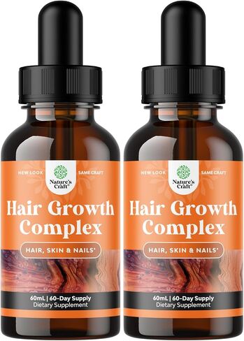 البيوتين السائل والكولاجين لنمو الشعر - كولاجين سائل للنساء والرجال للشعر والبشرة والأظافر مع البيوتين - كولاجين بحري عالي الامتصاص وقطرات سائلة البيوتين لنمو الشعر (عبوتان) in Kuwait