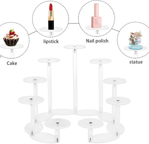 Faddare Acrylic Display Stand, 9 Tier Transformable Perfume Organizers and Storage Display Stand/Risers for Cupcake Dessert, Conutertop Desktop for Decoration and Organizer (Clear) in Saudi Arabia