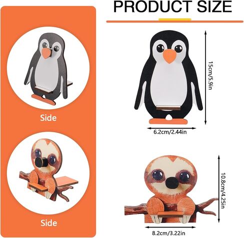 Wooden Glasses Holder Stand, 2pcs Animal Themed (Penguin, Sloth), Decorative Display Easels for Home Organization in Saudi Arabia