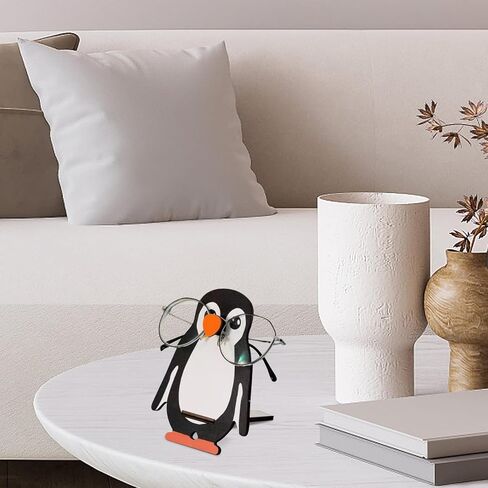 Wooden Glasses Holder Stand, 2pcs Animal Themed (Penguin, Sloth), Decorative Display Easels for Home Organization in Saudi Arabia