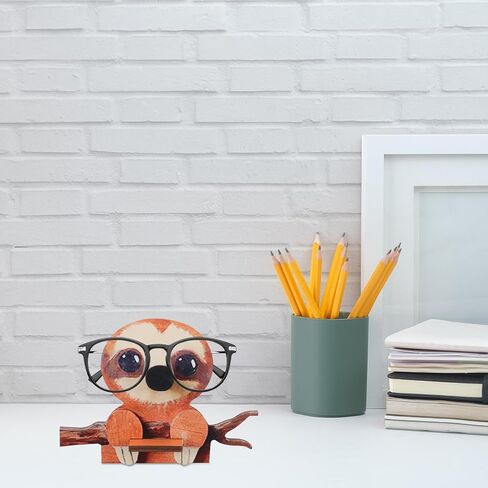 Wooden Glasses Holder Stand, 2pcs Animal Themed (Penguin, Sloth), Decorative Display Easels for Home Organization in Saudi Arabia