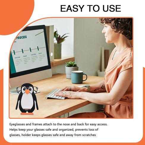Wooden Glasses Holder Stand, 2pcs Animal Themed (Penguin, Sloth), Decorative Display Easels for Home Organization in Saudi Arabia