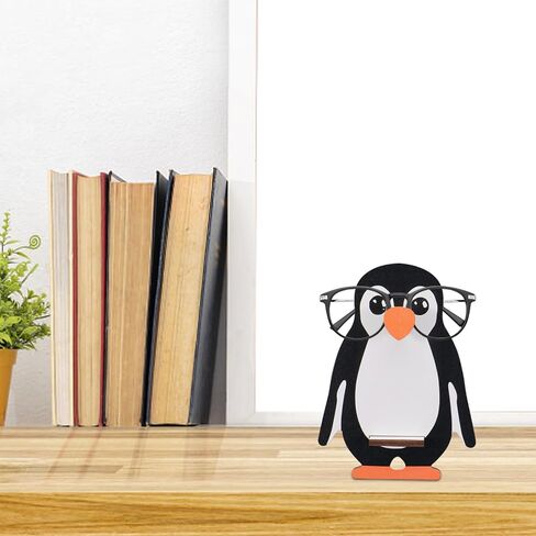 Wooden Glasses Holder Stand, 2pcs Animal Themed (Penguin, Sloth), Decorative Display Easels for Home Organization in Saudi Arabia