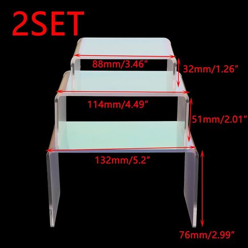 Crapyt 2 SET Iridescent Acrylic Display Risers Rainbow Acrylic Display Stands Acrylic Display Risers for Small Jewelry, Ornaments, Dolls 5.2"×3.03"×2.99" Colorful in Saudi Arabia