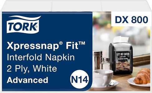 Tork Xpressnap Fit Counter Top Napkin Dispenser Starter Pack – 800743 – N14 Dispenser for Restaurants Include 2 x 120, 2-Ply, Natural Napkin Refill Packs in Saudi Arabia