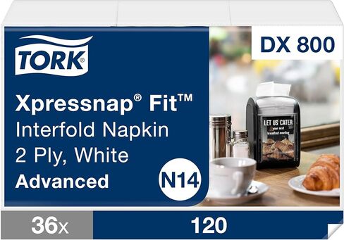 Tork Xpressnap Fit Counter Top Napkin Dispenser Starter Pack – 800743 – N14 Dispenser for Restaurants Include 2 x 120, 2-Ply, Natural Napkin Refill Packs in Saudi Arabia