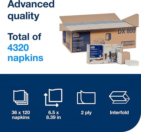 Tork Xpressnap Fit Counter Top Napkin Dispenser Starter Pack – 800743 – N14 Dispenser for Restaurants Include 2 x 120, 2-Ply, Natural Napkin Refill Packs in Saudi Arabia